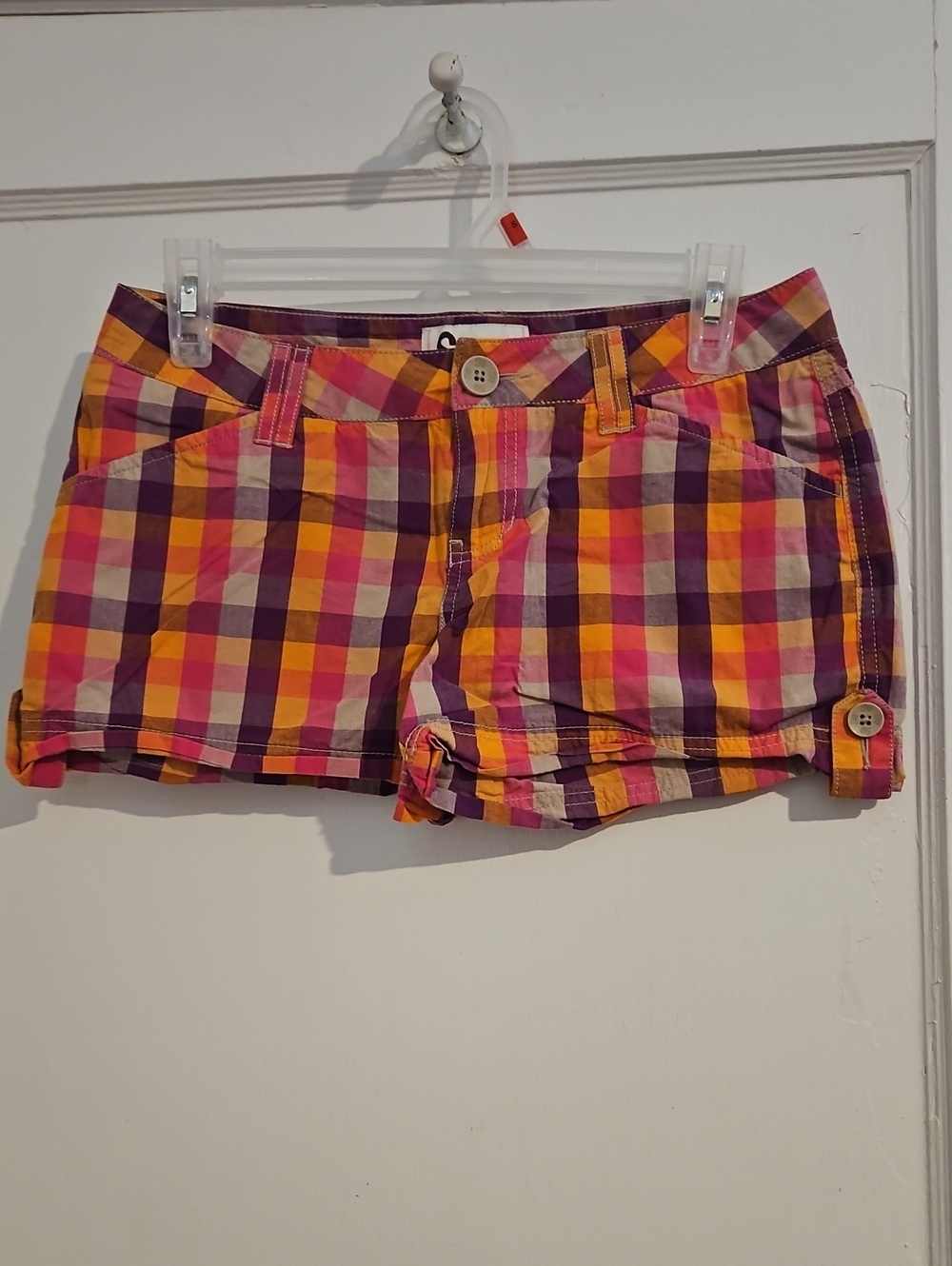 SO Plaid Cotton Shorts in Pink, Orange & Purple Size 3